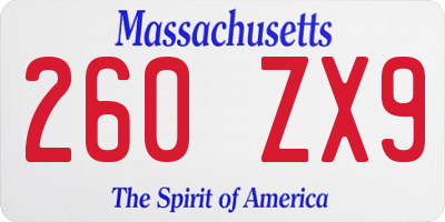 MA license plate 260ZX9