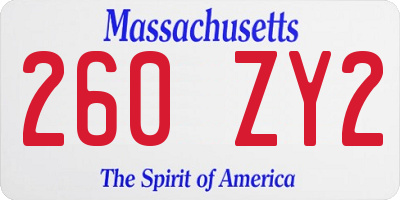MA license plate 260ZY2