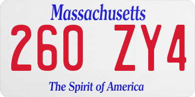 MA license plate 260ZY4