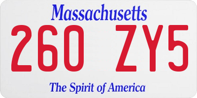 MA license plate 260ZY5