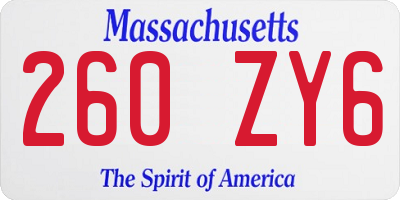 MA license plate 260ZY6