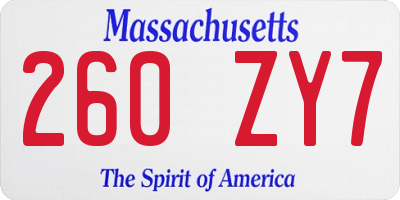 MA license plate 260ZY7