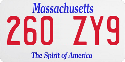 MA license plate 260ZY9