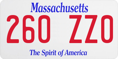 MA license plate 260ZZ0