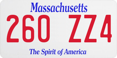 MA license plate 260ZZ4