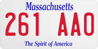 MA license plate 261AA0