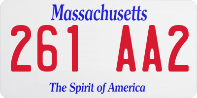 MA license plate 261AA2