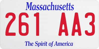 MA license plate 261AA3