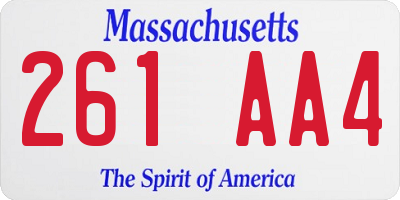 MA license plate 261AA4