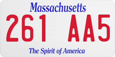 MA license plate 261AA5