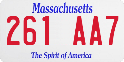 MA license plate 261AA7