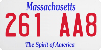 MA license plate 261AA8
