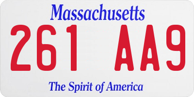 MA license plate 261AA9