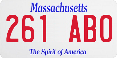 MA license plate 261AB0