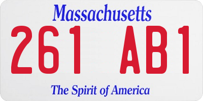 MA license plate 261AB1