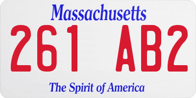 MA license plate 261AB2