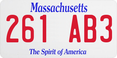 MA license plate 261AB3
