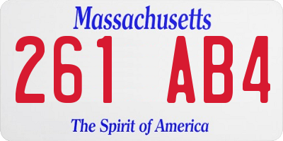 MA license plate 261AB4