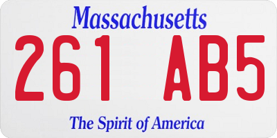 MA license plate 261AB5