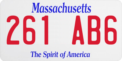 MA license plate 261AB6