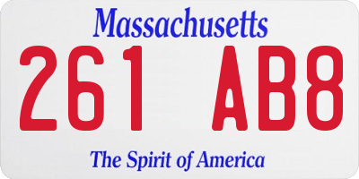 MA license plate 261AB8