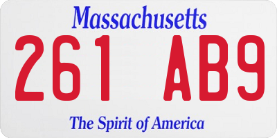 MA license plate 261AB9