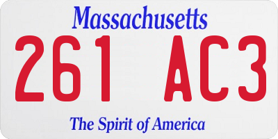 MA license plate 261AC3