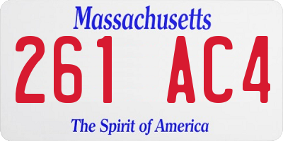 MA license plate 261AC4