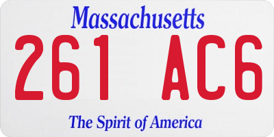 MA license plate 261AC6