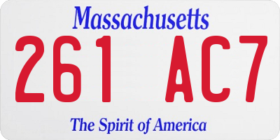 MA license plate 261AC7