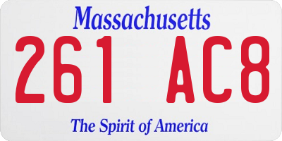 MA license plate 261AC8
