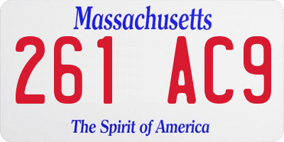 MA license plate 261AC9
