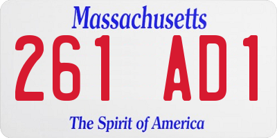 MA license plate 261AD1
