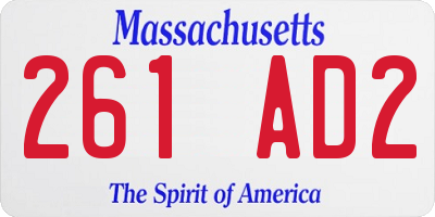 MA license plate 261AD2