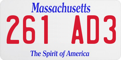 MA license plate 261AD3
