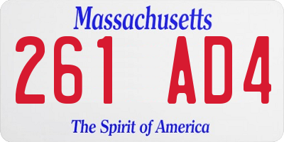 MA license plate 261AD4