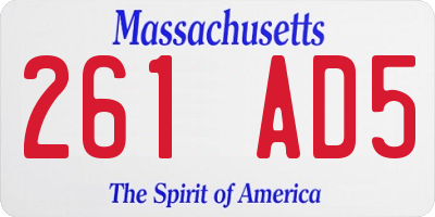MA license plate 261AD5