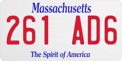 MA license plate 261AD6