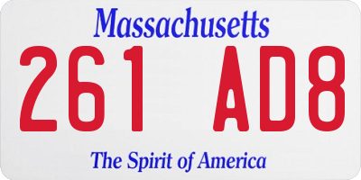 MA license plate 261AD8