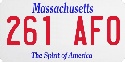 MA license plate 261AF0