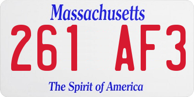 MA license plate 261AF3