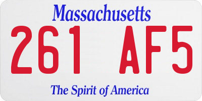 MA license plate 261AF5