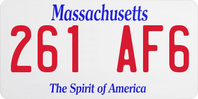 MA license plate 261AF6