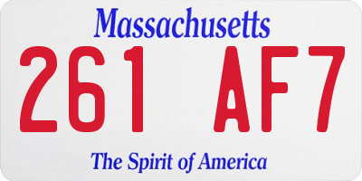 MA license plate 261AF7