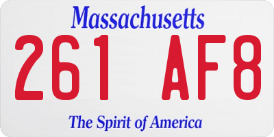 MA license plate 261AF8