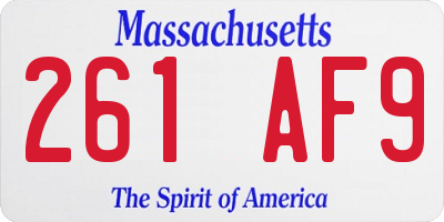 MA license plate 261AF9