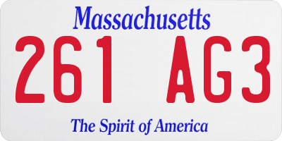 MA license plate 261AG3