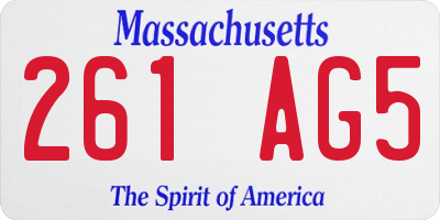 MA license plate 261AG5