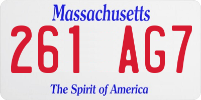 MA license plate 261AG7