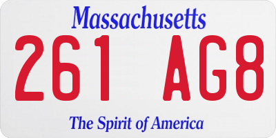 MA license plate 261AG8